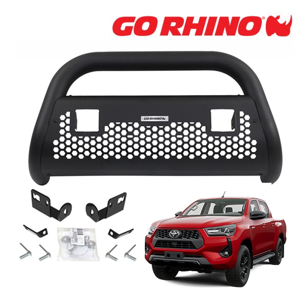 GO RHINO RC2 LR ブルバー フロントバンパーガード 3インチ キューブライト 2ホール ブラケット セット テクスチャーブラック 554832Tトヨタ ハイラックス GUN125 平成29年9月-令和6年10月 ゴーライノ