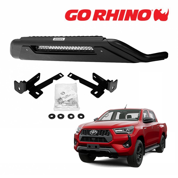 GO RHINO RC3 LR スキッドプレート フロントバンパーガード 20インチ LEDライトバー&ブラケット セット テクスチャーブラック 5648360LT トヨタ ハイラックス GUN125 平成29年9月-令和6年10月 ゴーライノ