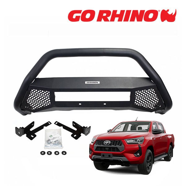 GO RHINO RC4 LR スキッドプレート フロントバンパーガード 20インチ ライトバーブラケット セット テクスチャーブラック 56448360T トヨタ ハイラックス GUN125 平成29年9月-令和6年10月 ゴーライノ