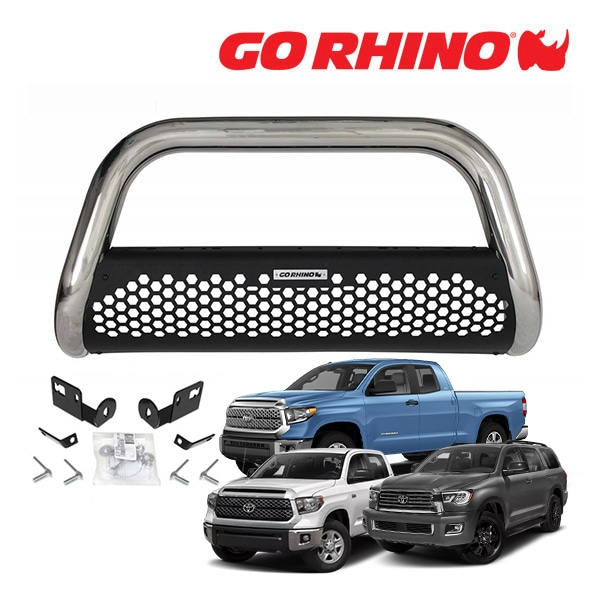 GO RHINO RC2  ブルバー フロントバンパーガード ポリッシュ&テクスチャーブラック 55253PS  07-21y トヨタ タンドラ クルーマックス ダブルキャブ | セコイア ゴーライノ