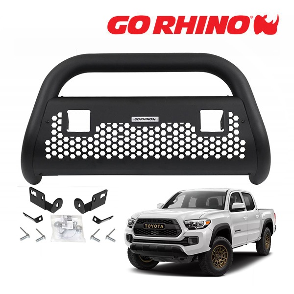 GO RHINO RC2 LR ブルバー フロントバンパーガード 3インチ キューブライト 2ホール ブラケット セット テクスチャーブラック 55542T 16-23y トヨタ タコマ TACOMA ゴーライノ