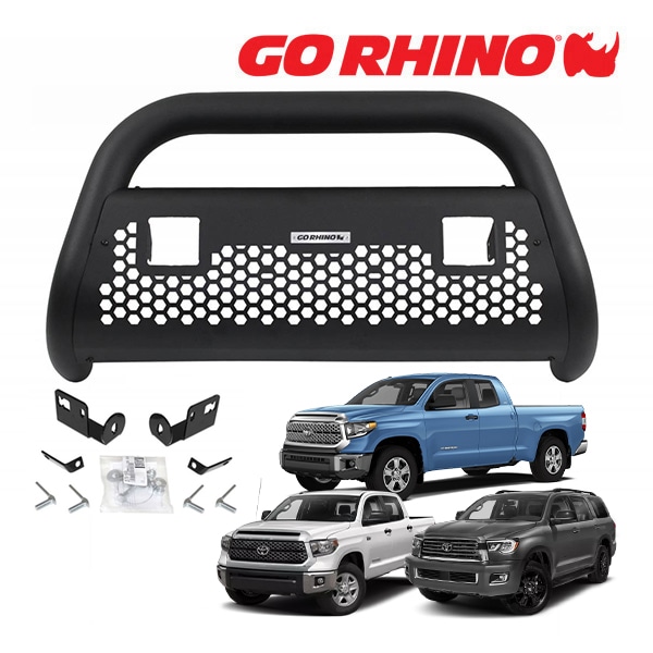 GO RHINO RC2 LR ブルバー フロントバンパーガード 3インチ キューブライト 2ホール ブラケット セット テクスチャーブラック 554832T 07-21y トヨタ タンドラ クルーマックス ダブルキャブ | セコイア ゴーライノ