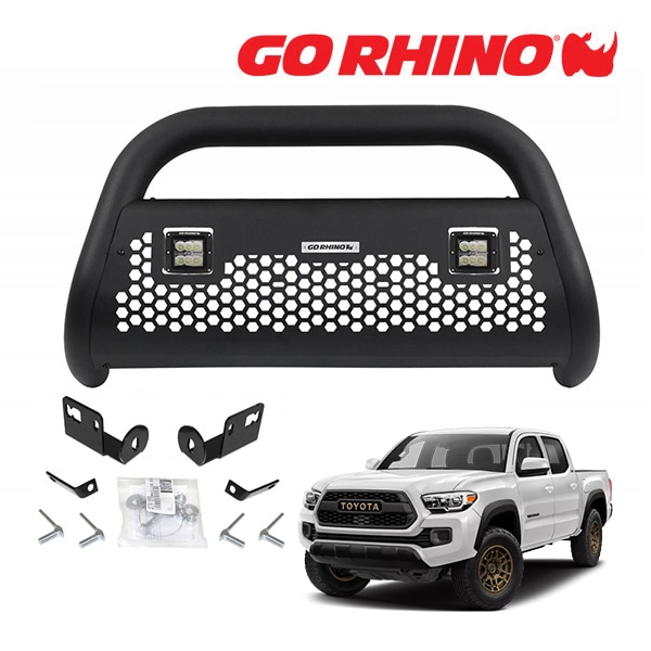 GO RHINO RC2 LR ブルバー フロントバンパーガード 3インチ LEDキューブライト 2個 ブラケット セット テクスチャーブラック 55542LT 16-23y トヨタ タコマ TACOMA ゴーライノ