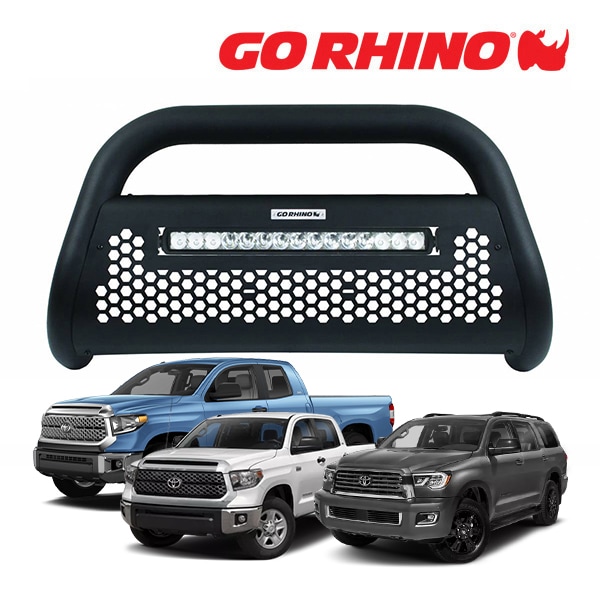 GO RHINO RC2 LR ブルバー フロントバンパーガード 20インチ LEDライトバー&ブラケット セット テクスチャーブラック 55543LT 07-21y トヨタ タンドラ クルーマックス ダブルキャブ | セコイア ゴーライノ