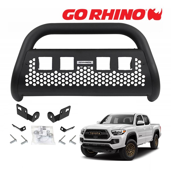 GO RHINO RC2 LR ブルバー フロントバンパーガード 3インチ キューブライト 4ホール ブラケット セット テクスチャーブラック 55544T 16-23y トヨタ タコマ TACOMA ゴーライノ