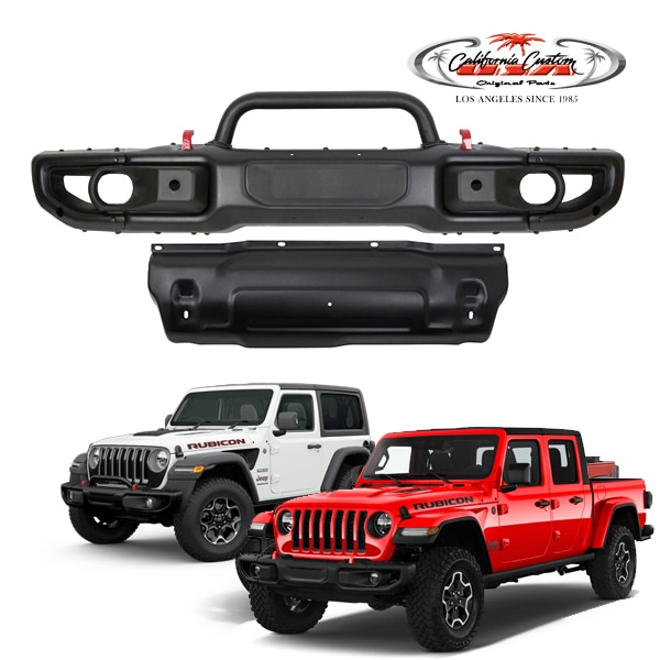 カリフォルニアカスタム ジープ JL ラングラー 2ドア 4ドア | JT グラディエーター RUBICON EDITIONタイプ フロントバンパー＆スキッドプレートセット Uバー＋フロントバンパーカバー＋トーイングフック付 スチールバンパー