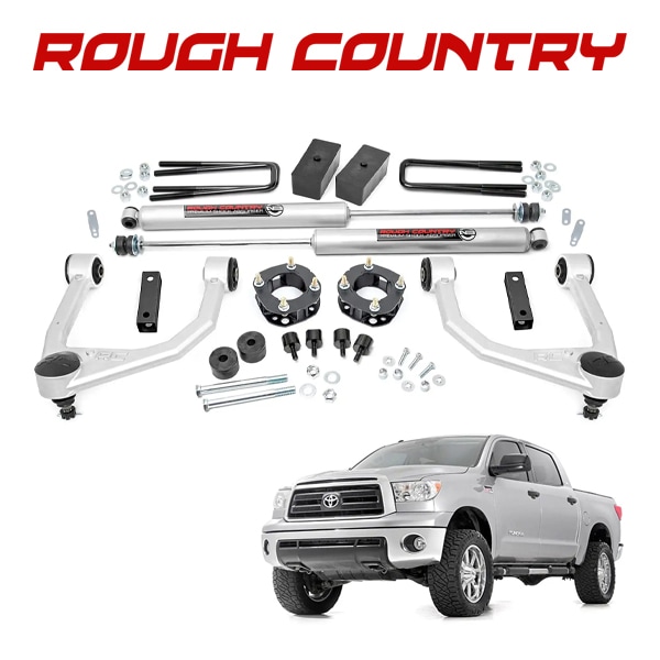 【ROUGH COUNTRY 正規品】リフトアップキット 3.5インチアップ 76830 ショックアブソーバー 交換パーツ一式 フロント リア 1台分 07-21y トヨタ タンドラ 2WD/4WD