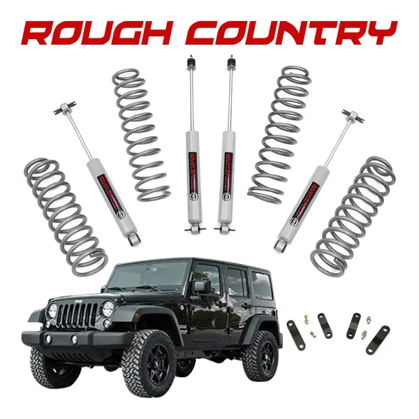 【ROUGH COUNTRY 正規品】リフトアップキット 2.5インチアップ 67930 コイルスプリング ショックアブソーバー 交換パーツ一式 フロント リア 1台分 ジープ JKラングラー 4ドア