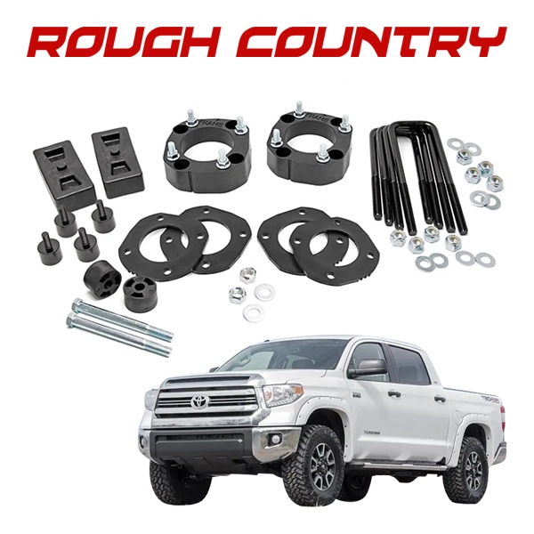 【ROUGH COUNTRY 正規品】リフトアップ レベリングキット 87000 2.5～3インチ リフトアップ対応 アッパーストラットエクステンション スキッドプレートスペーサー 07-21y トヨタ タンドラ 4WD用