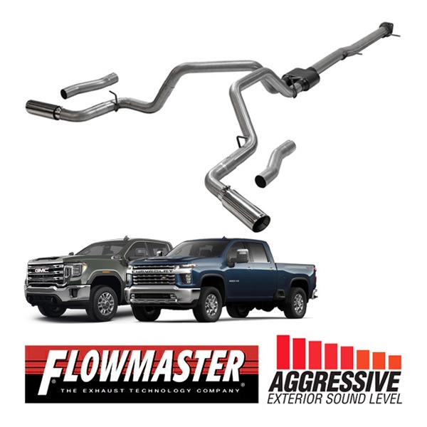 【FLOWMASTER 正規品】アウトローキャタバックエキゾーストシステム 20-23y シルバラード シエラ 2500HD/3500HD 6.6L 818112