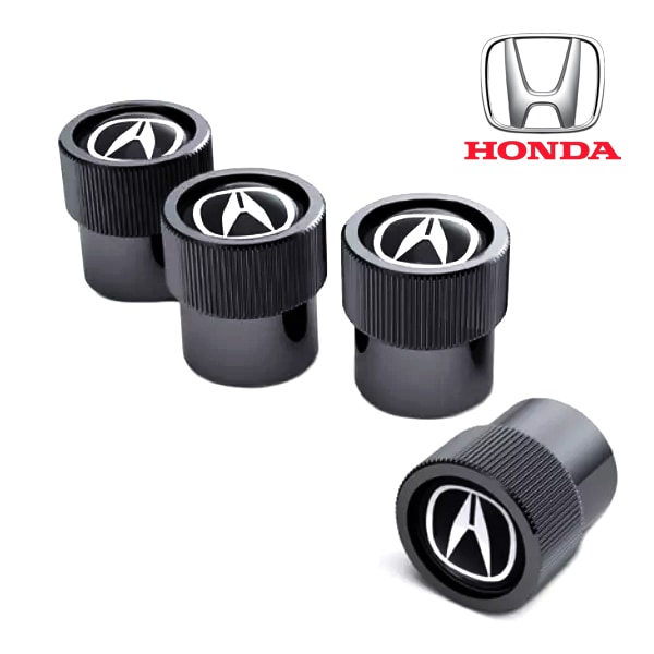 USホンダ純正 エアバルブキャップ 1台分 4個セット ACURAロゴ ブラック アキュラ インテグラ タイプS DE系 | アキュラ車 ホンダ車 汎用
