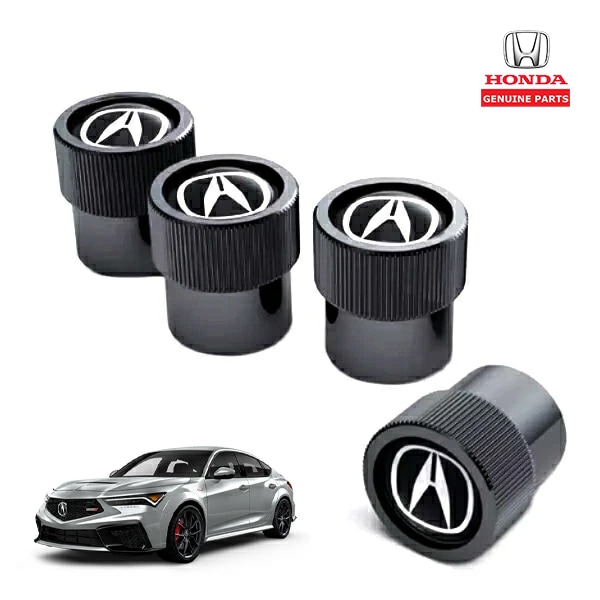 USホンダ純正 エアバルブキャップ 1台分 4個セット ACURAロゴ ブラック アキュラ インテグラ タイプS DE系 | アキュラ車 ホンダ車 汎用