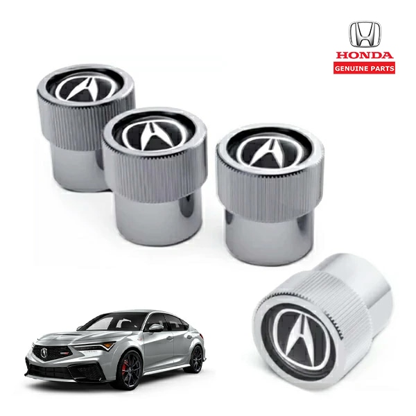 USホンダ純正 エアバルブキャップ 1台分 4個セット ACURAロゴ クローム アキュラ インテグラ タイプS DE系 | アキュラ車 ホンダ車 汎用