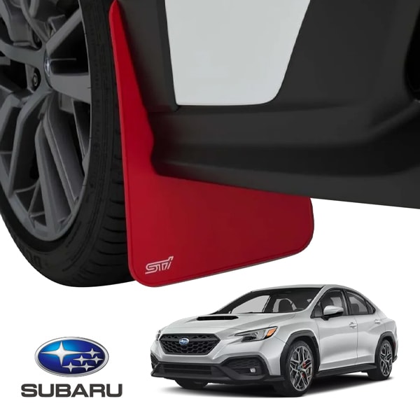 USスバル純正 専用設計 マッドフラップ 泥除け マッドガード フロント リア 1台分 4枚セット レッド STiロゴ入 SUBARU WRX S4 VB系