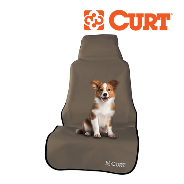 【CURT 正規品】シートディフェンダー 防水シートカバー ブラウン 18502 シングルシート用 運転席 助手席 縦約147cm 幅約58.4cm ウェットガード 撥水 滑り止め加工 洗濯機可 犬 猫 ペット
