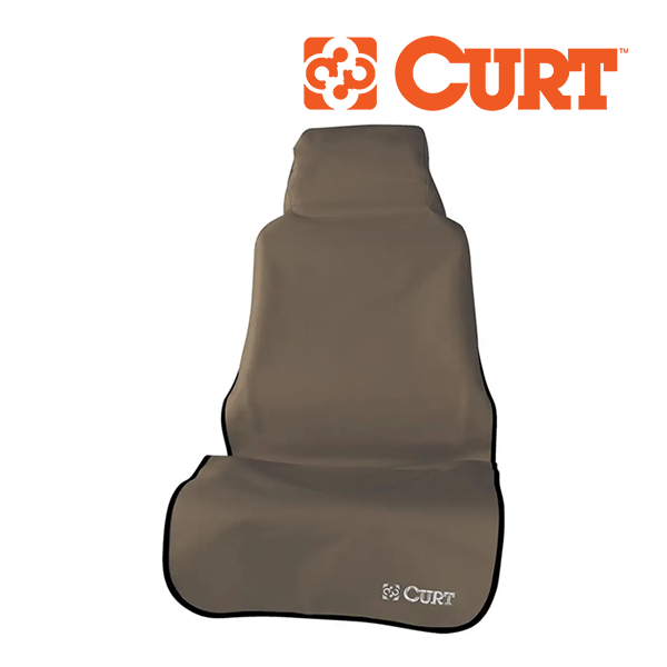 【CURT 正規品】シートディフェンダー 防水シートカバー ブラウン 18502 シングルシート用 運転席 助手席 縦約147cm 幅約58.4cm 滑り止め加工 洗濯機可能