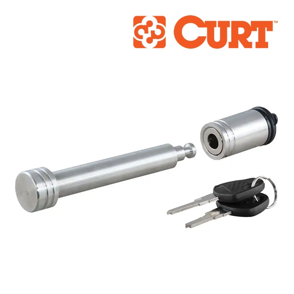 【CURT 正規品】ヒッチロックピン ヒッチピン ヒッチロック ロックピン 23519 クローム キー2本付 2インチ 2.5インチ角対応 ピン直径約1.27cm