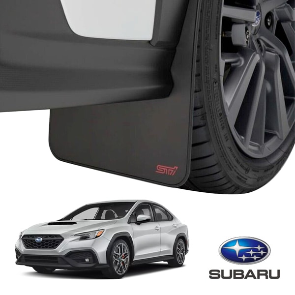 USスバル純正 専用設計 マッドフラップ 泥除け マッドガード フロント リア 1台分 4枚セット ブラック STiロゴ入 SUBARU WRX