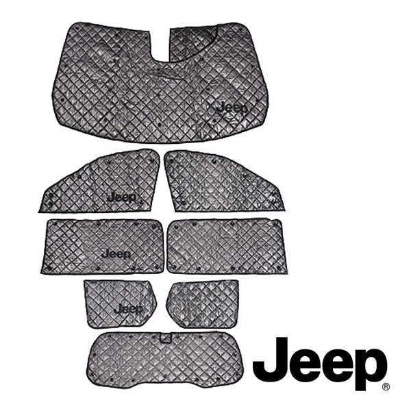 ジープ純正 グランドチェロキー | グランドチェロキーL WL 全面サンシェード JPNAWL261401 JEEPロゴ入 フロント リア 1台分 8枚セット 収納袋付 吸盤取付 サンシェード モパー