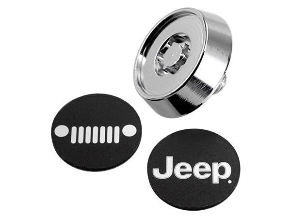 ジープ純正 ナンバーロックボルト JPNAM62329101 JEEPロゴ入 クロームシルバー 1台分3個セット ロゴシール2種類付 ナンバーフレーム 固定用ボルト ジープ車汎用 ラングラー | グランドチェロキー | パトリオット | コマンダー | コンパス等 モパー