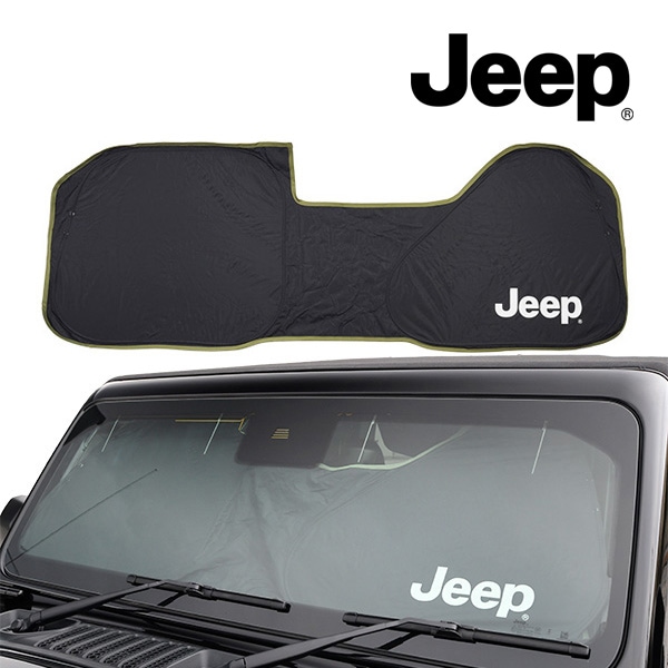 ジープ純正 フロントサンシェード ACC装備車用 ドライブレコーダー装着車用 JPNAJL2714001 JEEPロゴ入 収納袋付 遮光率100% 難燃加工 ジープ JL ラングラー ルビコン/4xe含む | JT グラディエーター 右左ハンドル車共通 モパー