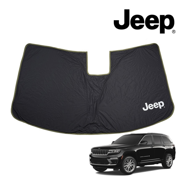 ジープ純正 フロントサンシェード 通常タイプ JPNAWL261406 JEEPロゴ入 収納袋付 遮光率100% 難燃加工 ジープ 21y- グランドチェロキー | 22y- グランドチェロキーL 右左ハンドル車共通 モパー