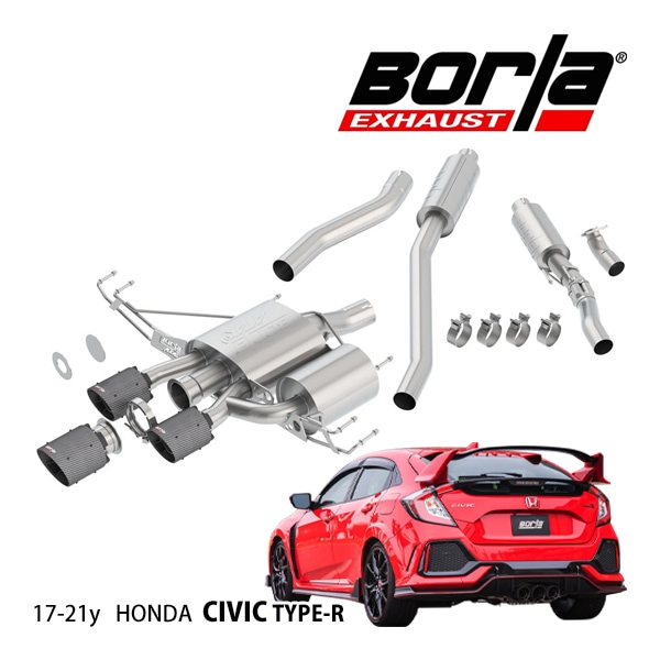 【Borla 正規品】Cat-Back キャタバック エキゾーストシステム ステンレス マフラー 3本出し ATAK 140738CFBA ステンレススチール ホンダ シビック タイプR FK8 ボーラ