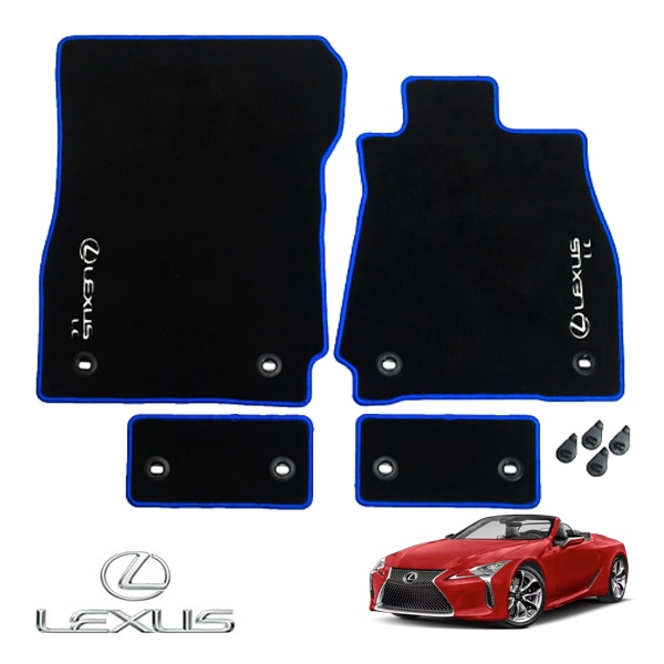 UKレクサス純正 フロアマット カーペット ブルーエッジ フロント リア 1台分 4枚セット 右ハンドル車用 LEXUS LCロゴ入 LEXUS LC500 100系 全グレード対応
