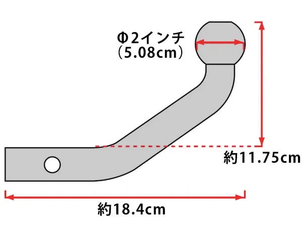 【CURT 正規品】トレーラーヒッチ用 2インチヒッチボール付 ユーロマウント 1.25インチ角 45572 ヒッチボールマウント 4-5/8インチライズ 約11.75cm 最大牽引能力 約1587kg