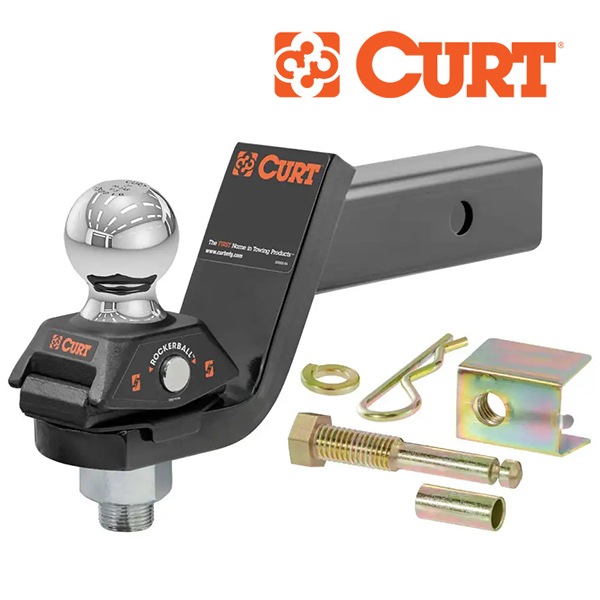 【CURT 正規品】トレーラーヒッチ用 ヒッチボールマウント 2インチ角 45143 ロッカーボール&ガタつき防止キット付 3インチドロップ 約7.6cm 最大牽引能力 約3401kg