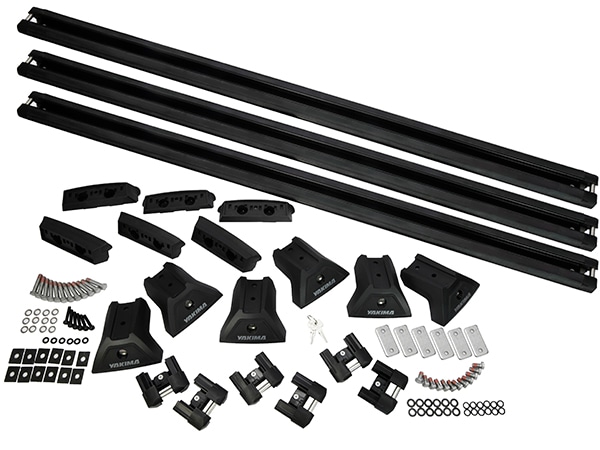 【YAKIMA 正規品】ルーフラック クロスバー ルーフキャリア 3本セット ロゴ入 キー付 長さ約125cm 耐荷重約100kg ベースキャリア ルーフバー フット トヨタ ランドクルーザープラド 150系 ルーフレール無し車用 ヤキマ