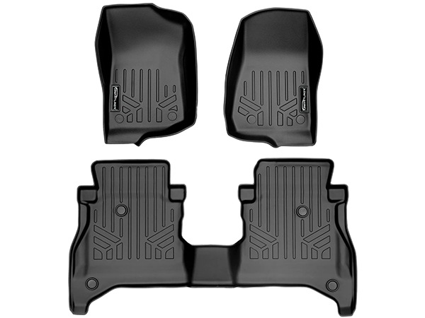 【SMARTLINER 正規品】専用設計 オールウェザー ラバーマット ラバーフロアマット SMARTLINERロゴプレート付 フロント リア 1st 2ndシート 1台分 3枚セット ジープ JT グラディエーター 右左ハンドル車共通 スマートライナー