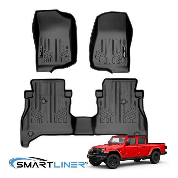 【SMARTLINER 正規品】専用設計 オールウェザー ラバーマット ラバーフロアマット SMARTLINERロゴプレート付 フロント リア 1st 2ndシート 1台分 3枚セット ジープ JT グラディエーター 右左ハンドル車共通 スマートライナー