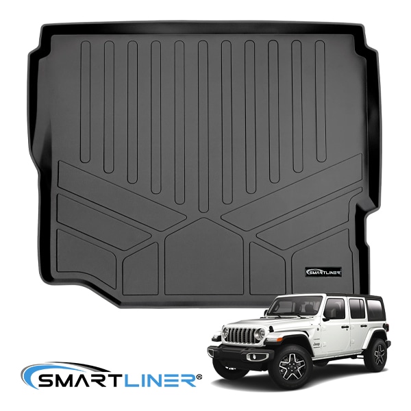 【SMARTLINER 正規品】専用設計 オールウェザー リアカーゴプロテクター カーゴマット ラゲッジマット カーゴライナー トランクマット SMARTLINERロゴプレート付 ジープ JL ラングラー 4ドア サブウーファー無し車 スマートライナー