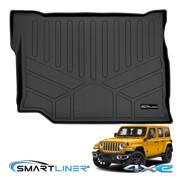 【SMARTLINER 正規品】専用設計 オールウェザー リアカーゴプロテクター カーゴマット ラゲッジマット カーゴライナー トランクマット SMARTLINERロゴプレート付 ジープ JL ラングラー 4xe トレイルレール無し車 スマートライナー