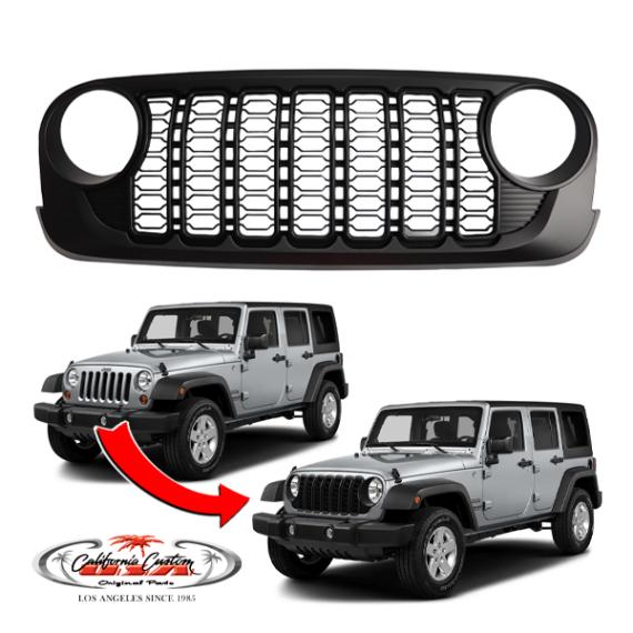 カリフォルニアカスタム ジープ JK ラングラー | JK ラングラー アンリミテッド 4ドア 2024y- 後期 JL ルック フロントグリル ラジエーターグリル 未塗装タイプ 樹脂製 JL仕様 JLフェイス
