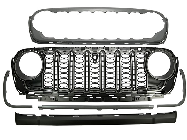 カリフォルニアカスタム ジープ JL ラングラー | JT グラディエーター フロントカメラ有り車用 2024y フェイス グリルキット フロントグリル 純正タイプ カメラ穴有り スティンググレー PDN 塗装済 1台分 6pcセット