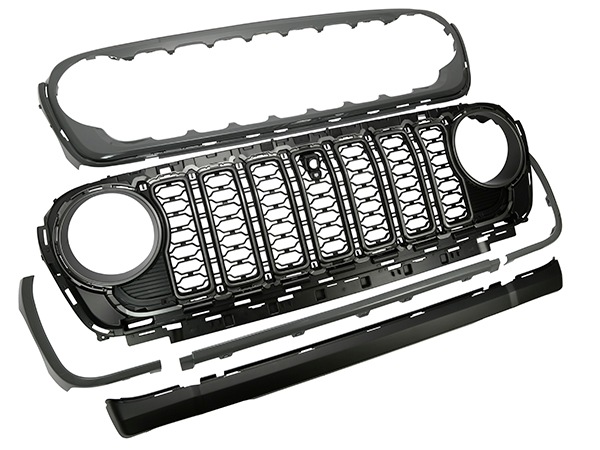 カリフォルニアカスタム ジープ JL ラングラー | JT グラディエーター フロントカメラ有り車用 2024y フェイス グリルキット フロントグリル 純正タイプ カメラ穴有り スティンググレー PDN 塗装済 1台分 6pcセット