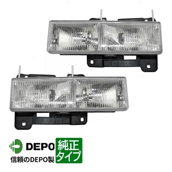 【DEPO 正規品】ヘッドライト ヘッドランプ ハロゲン 純正タイプ 左右セット シボレー タホ | サバーバン | C-1500 2500 3500 | K-1500 2500 3500 | GMC サバーバン | ユーコン | シエラ デポ