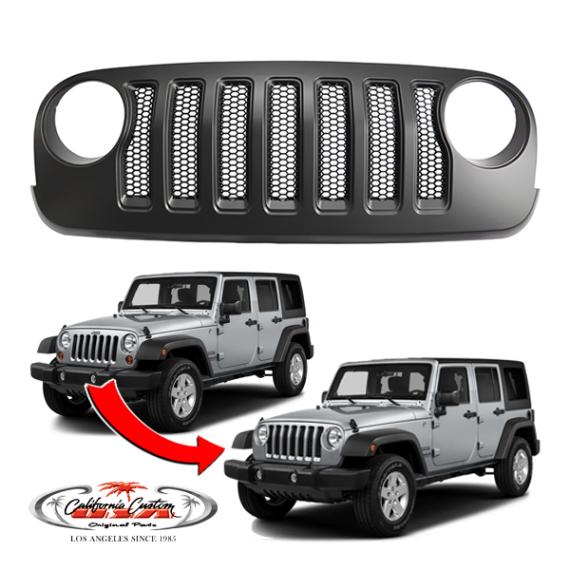カリフォルニアカスタム ジープ JK ラングラー | JK ラングラー アンリミテッド 4ドア 2018-2023y 前期 JL ルック フロントグリル ラジエーターグリル 未塗装タイプ 樹脂製 JL仕様 JLフェイス