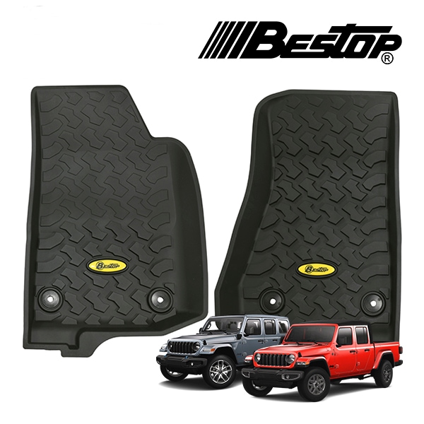 【BESTOP 正規品】ジープ JEEP JLラングラー JT グラディエーター 右ハンドル左ハンドル対応 オールウェザー ラバーマット ラバーフロアマット フロント用 左右 2枚セット ブラック 5151401 べストップ