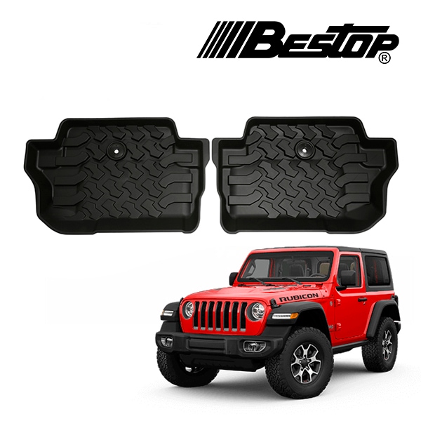 【BESTOP 正規品】ジープ JEEP JLラングラー 2ドア 右ハンドル左ハンドル対応 オールウェザー ラバーマット ラバーフロアマット リア用 左右 2枚セット ブラック 5151601 べストップ
