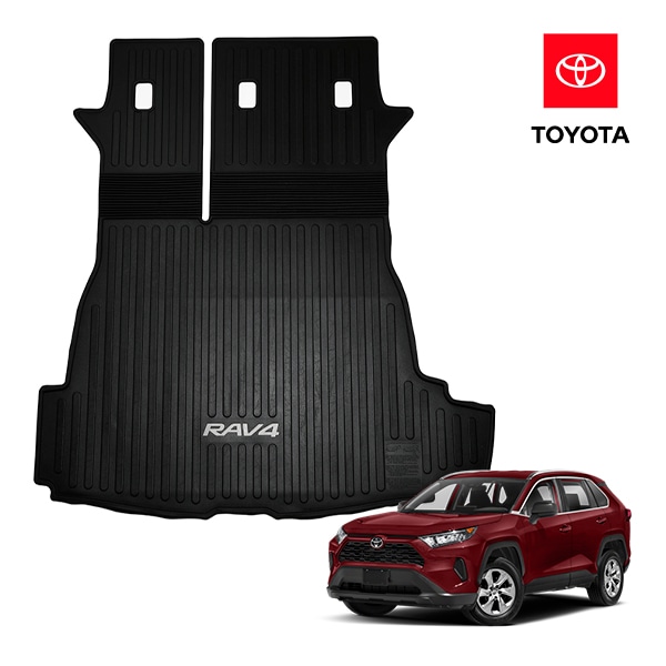USトヨタ純正 TOYOTA RAV4 PHV 50系 令和2年6月-令和7年12月 オールウェザー リア カーゴプロテクター カーゴマット ラゲッジマット カーゴライナー トランクマット シートバックプロテクター 後部座席背面カバー付 RAV4ロゴ入