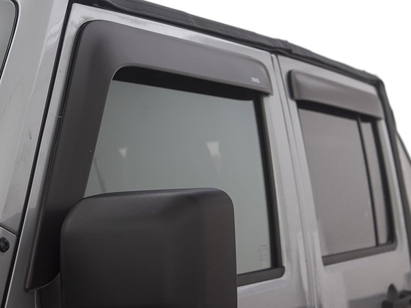 【AVS 正規品】専用設計 ドアバイザー Low Profile Ventshade サイドバイザー ウインドウバイザー フロント リア 前後 左右分 4枚セット マットブラック 両面テープ ジープ JK ラングラー アンリミテッド 4ドア Auto Vent Shade オートベントシェード