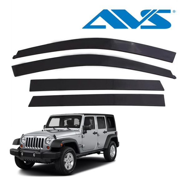 【AVS 正規品】専用設計 スモークドアバイザー Low Profile Ventshade サイドバイザー ウインドウバイザー フロント リア 前後 左右分 4枚セット スモーク 両面テープ ジープ JK ラングラー アンリミテッド 4ドア Auto Vent Shade オートベントシェード