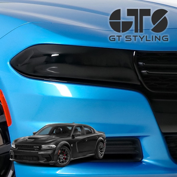 【GT STYLING 正規品】専用設計 スモーク ヘッドライトカバー ヘッドランプカバー 左右分セット 2PC アクリル 嵌め込み固定 15-23y ダッジ チャージャー ジーティー スタイリング