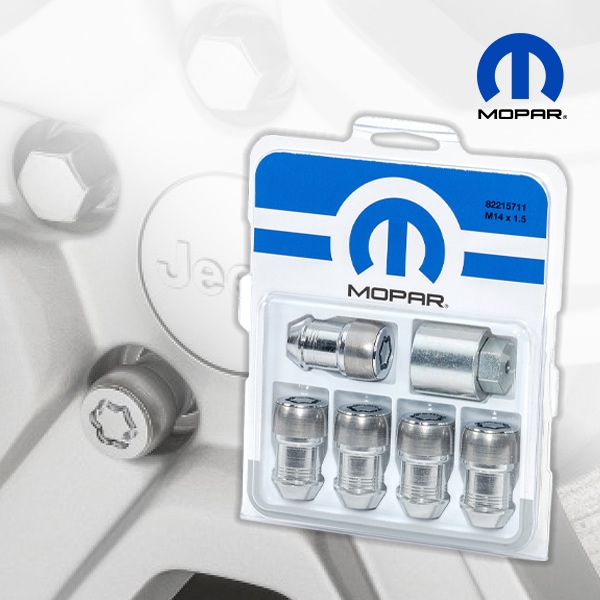 MOPAR純正 ホイールロックナット クローム M14 x 1.5 82215711 ホイール4本分+スペアタイヤ1本分 5本セット ジープ JL ラングラー | JT グラディエーター
