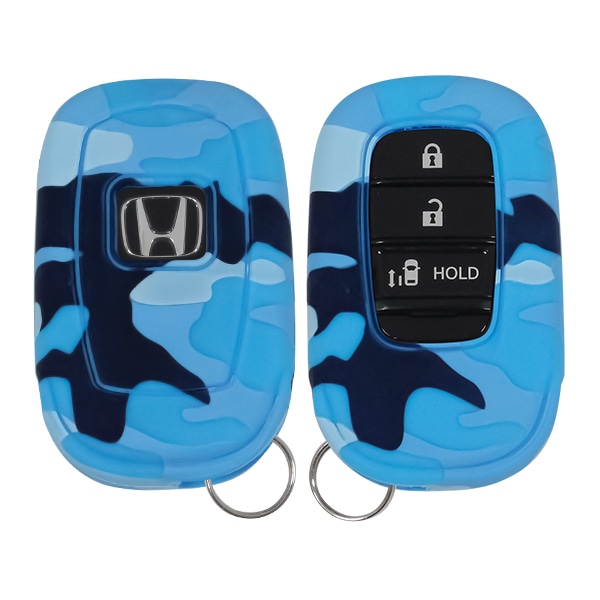 シリコンキーカバー キーレスカバー リモコンカバー キーケース カモフラブルー ホンダ N-BOX | N-BOXカスタム | ZR-V | ステップワゴン エアー RP系 | ステップワゴン スパーダ RP系 | ヴェゼル RV系 | シビックハッチバック FL1 等 汎用