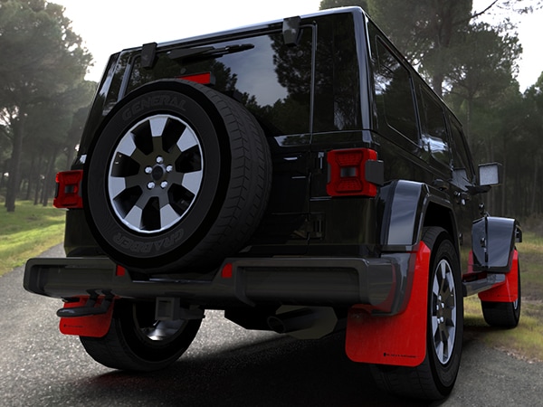 【Rally Armor 正規品】マッドフラップ 泥除け マッドガード フロント リア 1台分 4枚セット ポリウレタン製 レッド Rally Armorロゴ入 ジープ JL ラングラー 4xe含む ラリーアーマー