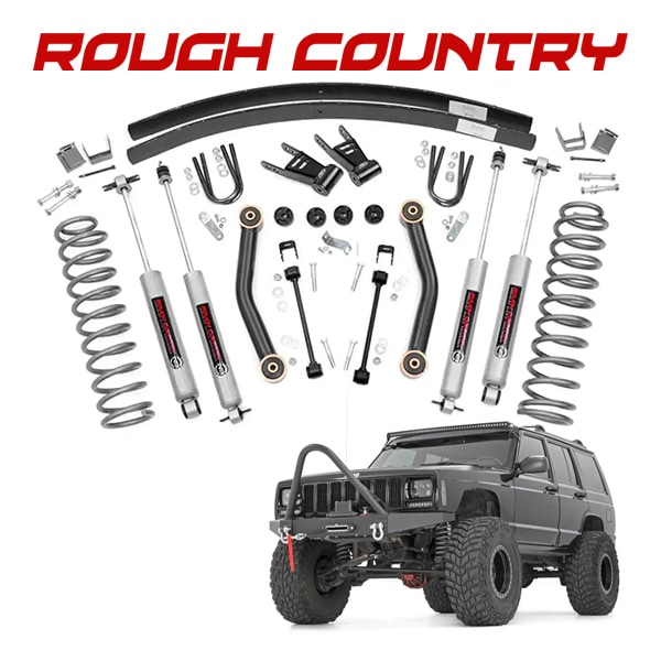 【ROUGH COUNTRY 正規品】リフトアップキット 4.5インチアップ 623n2 コイルスプリング ショックアブソーバー 交換パーツ一式 フロント リア 1台分 84-01y ジープ チェロキー XJ 2WD/4WD